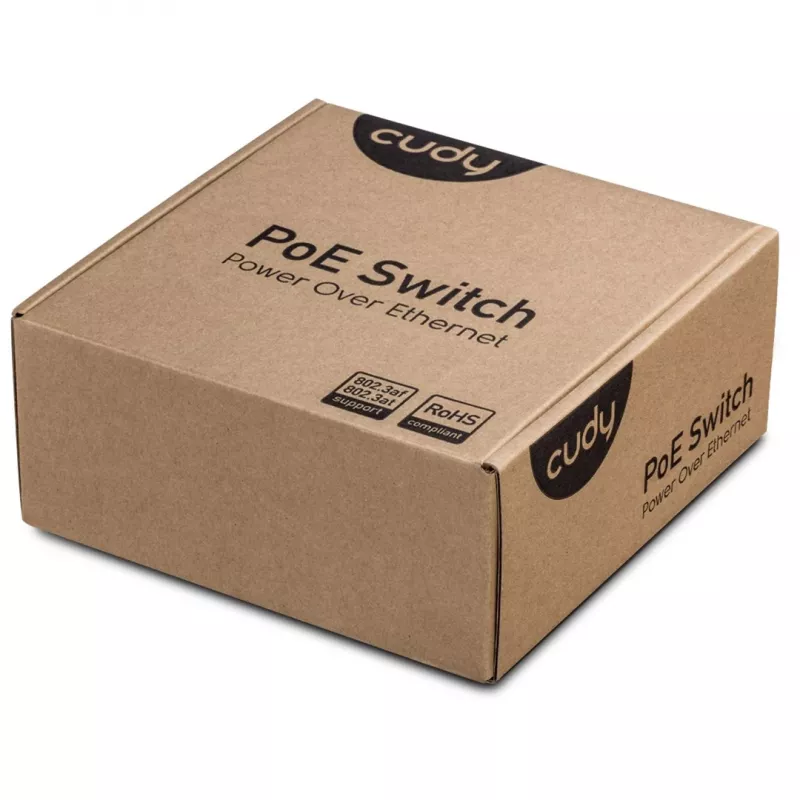 Võrgukommutaator Cudy GS1005P — 5-pordine Gigabit Ethernet 4 PoE-pordiga, 60 W koguvõimsus, metallkorpus, rack-paigaldatav