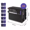 Laadija QOLTEC Monolith 20A 12V LiFePO4, AGM, GEL, SLA akudele