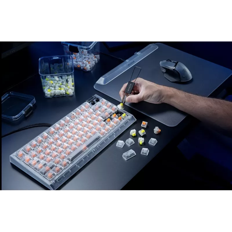 Razer Hot-swappable Mechanical Gaming Keyboard | BlackWidow V4 75% | Gaming Keyboard | Wired | US | Phantom White Edition | USB Type-C | Razer Mechani