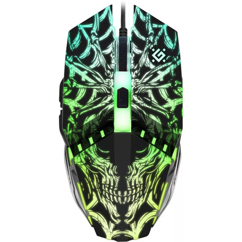 Mängurihiir DEFENDER GM-670L kahekäeline optiline, 2400 DPI, 5 nuppu, juhtmega, must, RGB