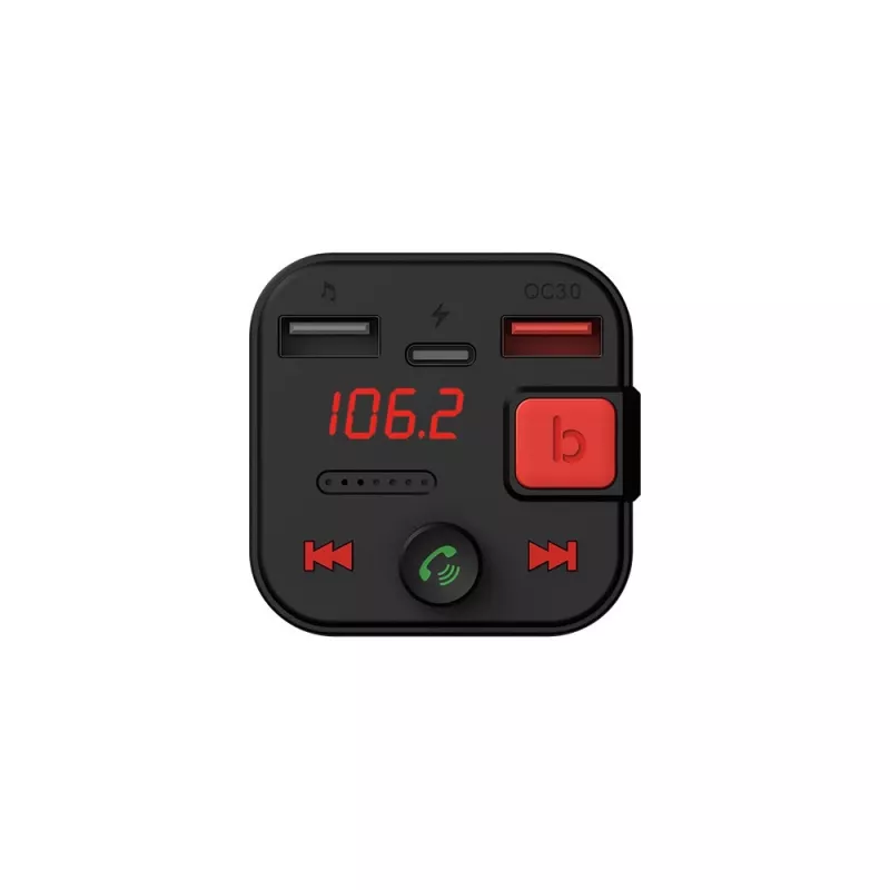 SAVIO FM-saatja, Bluetooth 5.3, QC 3.0 laadija, LED-ekraan, Bass Boost, TR-15, must