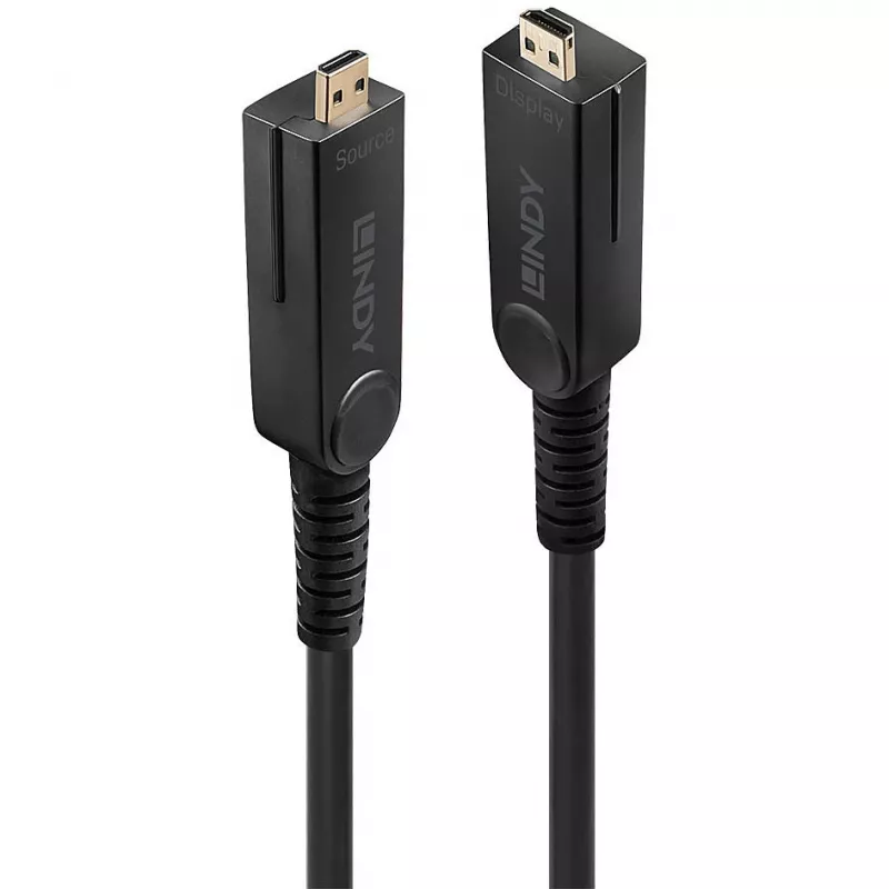 Lindy 10m kiudoptiline hübriidne Micro-HDMI 18G kaabel eemaldatavate HDMI- ja DVI-pistikuga