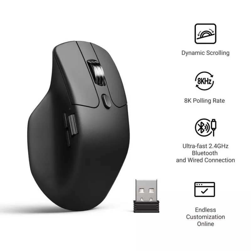 Hiir Keychron M6 Paremakäeline Universaalne — Optiline, RF-juhtmevaba + Bluetooth + USB-C, 30000 DPI, Must