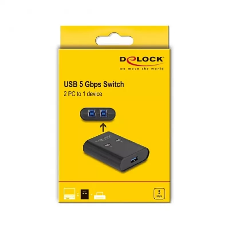 DeLOCK USB-lüliti, 2 arvutit 1 seadmele, 5 Gbps, must