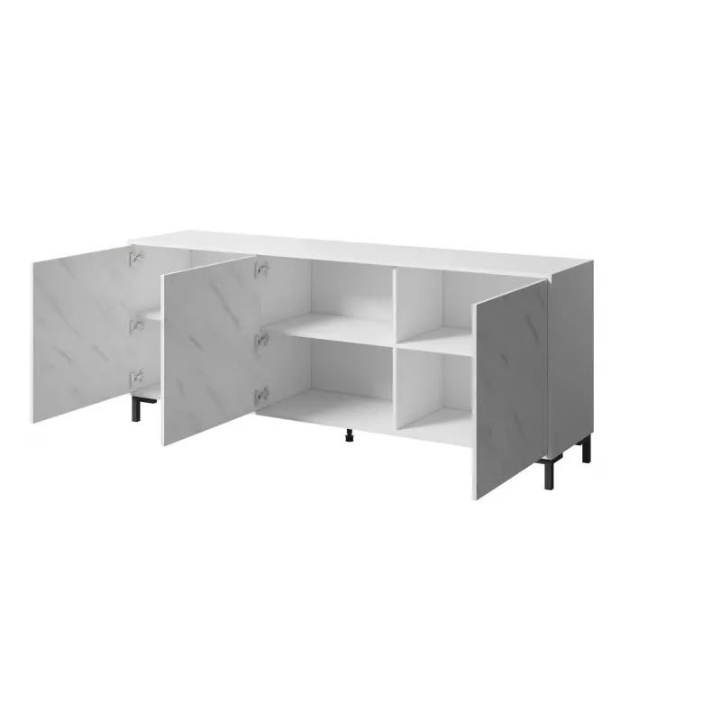 MARMO 3D kummut 200x45x80,5 cm valge matt/marble valge