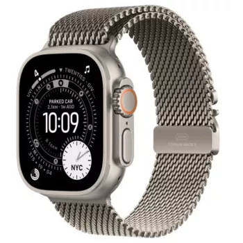 Nutikell Apple Watch Ultra 3 GPS + Cellular 49mm naturaalne titaankorpus naturaalse titaan Milano lingiga — 64 GB, OLED, 422 × 514, veekindel kuni 100 m, suur