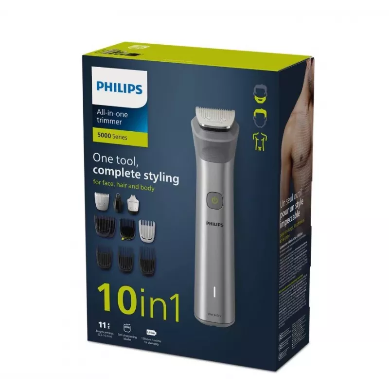 Philips All-in-One Trimmer MG5920/15 Series 5000, Stainless steel, 0.5 mm, 1.6 cm, 1 mm, Beard, Ear, Nose, aku
