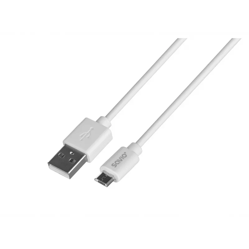 USB-kaabel SAVIO CL-123 USB 2.0, USB A kuni Micro-USB B, 1 m, valge