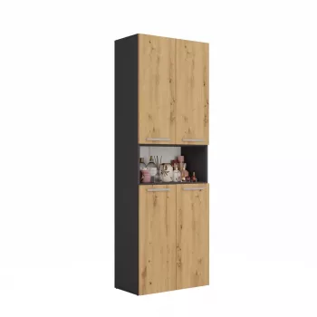 Vannitoa hoiukapp Top e Shop NEL 2K DK ANT/ART KP — Grafiit/Tamm, eraldiseisev, 600×300×1740 mm, 3 riiulit