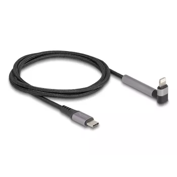 USB USB-C to Lightning laadimis- ja andmekaabel nurgelise pistikuga ja alusfunktsiooniga, DELOCK 1,5 m, 9 V 3 A (MFi)