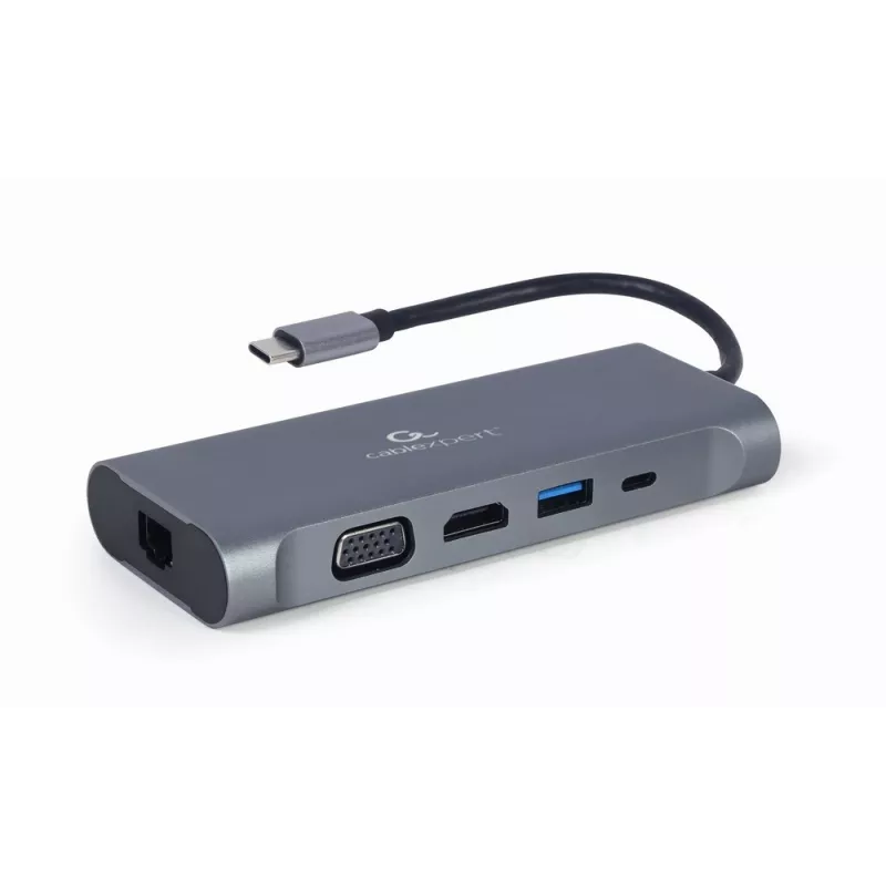 Gembird A-CM-COMBO7-01 sülearvuti dokk/portreplikaator USB 3.2 Gen 1 (3.1 Gen 1) Type-A Hall