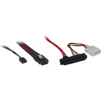 Inter-Tech - Sisemine SAS-kaabel - SAS 6Gbit/s - Mini SAS (SFF-8087) - Sisemine toiteplokk, 4-pin, Sisemine SAS, 29-pin (SFF-8482) - 50cm - Must, Punane (88885001)