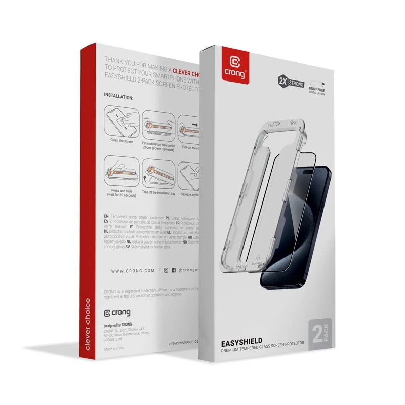 Karastatud klaas iPhone 15 (2 tk) EasyShiel