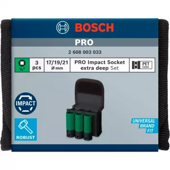 Löögipesade komplekt Bosch PRO 1/2 tolli, 3-osaline, süvapesad äärekaitsega