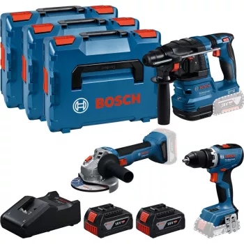 18V Professional Set, GBH 18V-22 + GSR 18V-65 + GWS 18V-8 Professional, tööriistakomplekt sinine, 2x Li-Ion aku 5,0Ah, 3 L-BOXXis