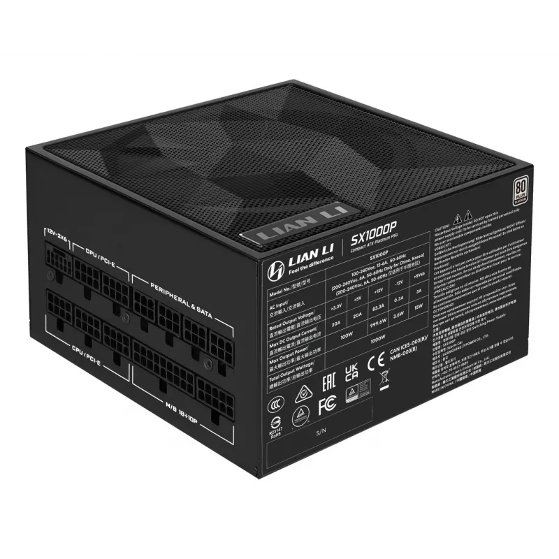 Toiteplokk Lian Li SX Series 80 PLUS Platinum täismodulaarne PCIe 5.1 ATX 3.1 1000 W