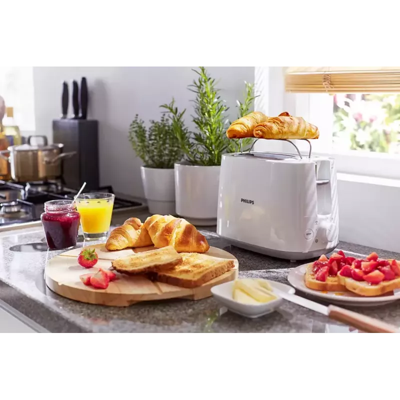 Röster Philips Daily Collection HD2581/00 — 2 viilu, 830 W, 8 pruunistusastet, valge