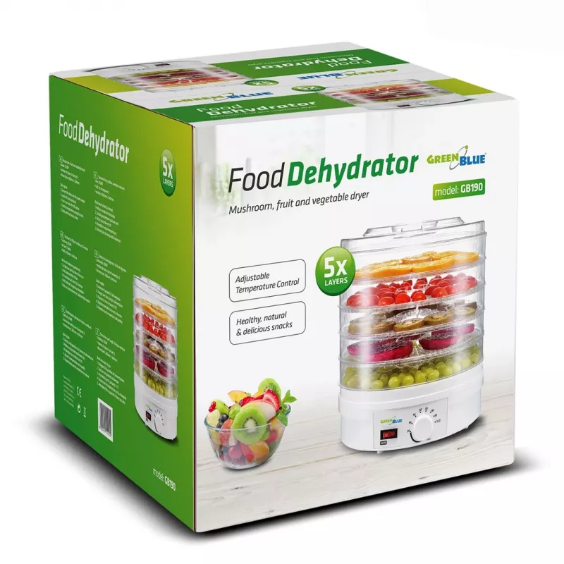 Toidukuivati GreenBlue GB190 5 restiga, 250 W, reguleeritav temperatuur, 32 cm resti läbimõõt