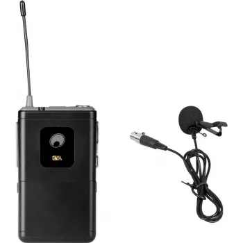 Rinnamikrofon Omnitronic UHF-E seeria 828,6 MHz, klambriga kinnitatav lavaljeemikrofon, ümbersuunamatu kapsel