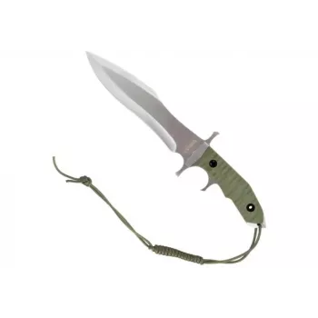 Fikseeritud nuga cinema classic CC-H5 Rambo V — Ellujäämisnuga, terasest tera 230 mm, kogupikkus 385 mm, polümeerist roheline käepide, nahast ümbris