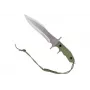 Fikseeritud nuga cinema classic CC-H5 Rambo V — Ellujäämisnuga, terasest tera 230 mm, kogupikkus 385 mm, polümeerist roheline käepide, nahast ümbris