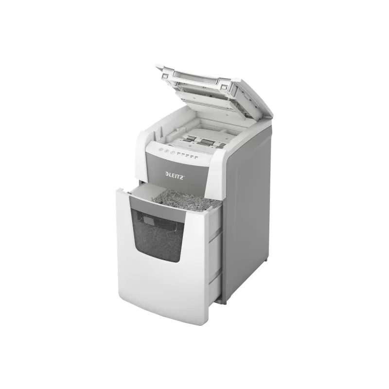 Leitz IQ Autofeed Office 150 automaatne paberihundi P4, ristlõikega purustamine, 22 cm, 4 x 30 mm, 44 L, 350 lehte, 55 dB