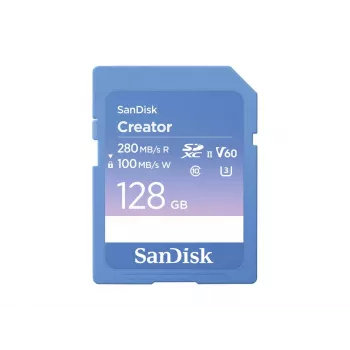 SanDisk Creator SD-mälukaart UHS-II 128GB, edastuskiirused kuni 280 MB/s