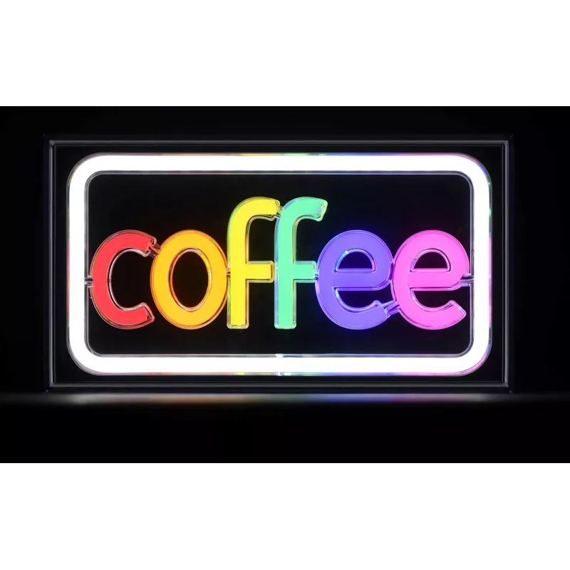 Neoon-LED-silt ActiveJet AJE-NEON COFFEE, mitmevärviline, USB 5V, pinnapaigaldus, AS-plastist raam