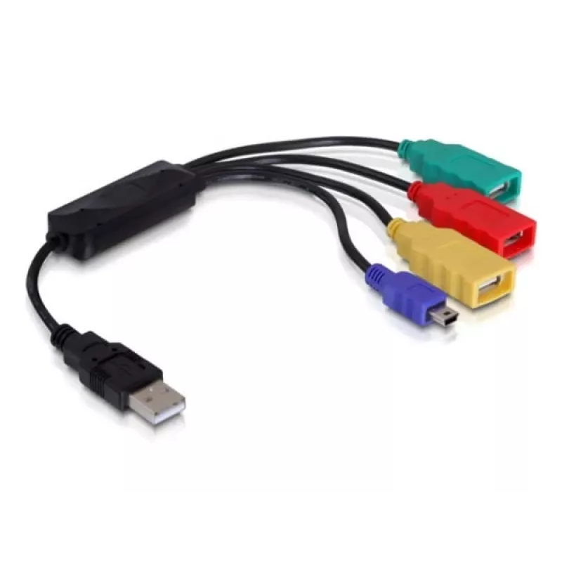 DeLock USB2.0 väline 4-pordiline kaablijaotur - Jaotur - 4 x USB2.0 - Lauaarvutile (61724)