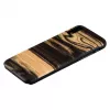 Man and wood telefonikott iPhone XR-ile — valge eebenipuu mustast puidust tagakaas, kaitsev ümbris
