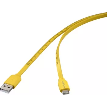 Renkforce USB-kaabel USB 2.0 USB-C-pistik USB-A-pistik Kollane Mass-Aufdruck metrisch (RF-6721076)