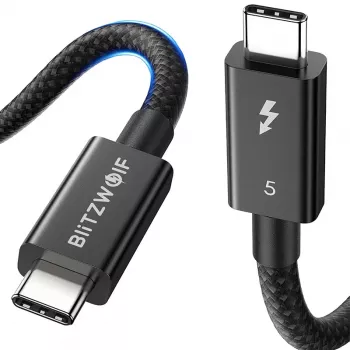 USB-C kaabel BlitzWolf BW-HDC8 240 W 0,5 m — must, suure võimsusega USB-C kuni USB-C laadimis-/andmekaabel