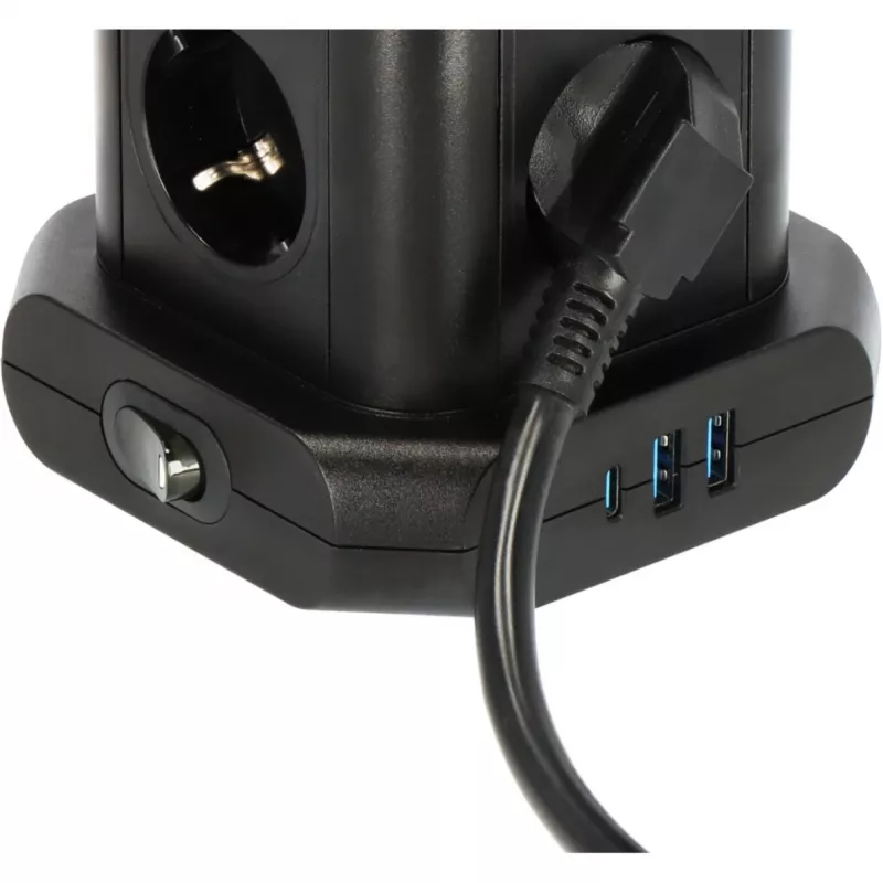 Pistikupesade torn Brennenstuhl 1153560010 — 8 pistikupesa, 2×USB-A, 1×USB-C, must
