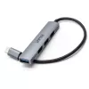 USB-C jaotur Unitek H1208B — 1x USB-A 5 Gbps, 3x USB-A 2.0, USB-C host, alumiiniumkorpus, 0,20 m kaabel