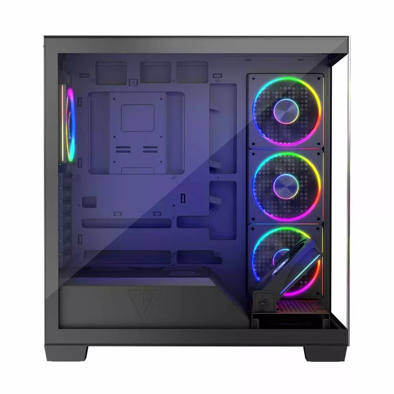 PC Case MODECOM Volcano Stellar 5F ATX Midi Tower, karastatud klaas, 5 eelpaigaldatud ventilaatorit, USB‑C, toetab microATX/ATX, max GPU 420mm, CPU jahuti kõrgus 175mm
