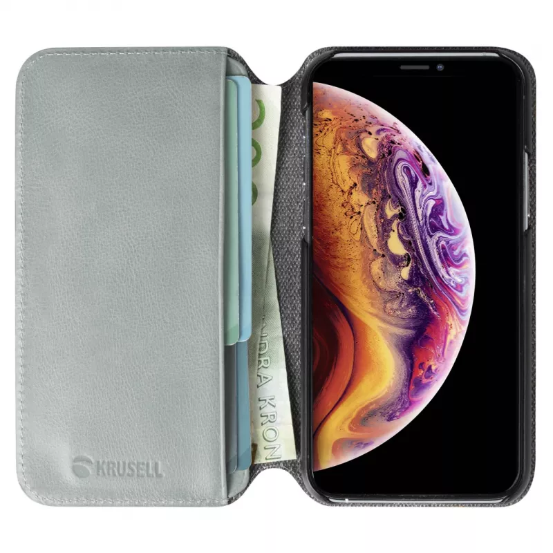 Telefonirahakott Krusell Sunne Apple iPhone 11 Pro jaoks — vintage hall, ümbrisega ümbris kaarditaskuga