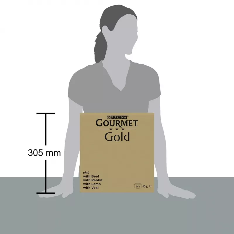 Märg kassitoit Purina Nestlé GOURMET Gold Mus Mix — 96 x 85 g, 4 maitset, täiskasvanud kassid, 77,5% niiskust