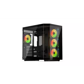 PC tornikorpus KRUX Empero KRXD010, ATX, must — toetab GPU-sid kuni 420 mm, CPU jahuteid kuni 155 mm, 2x 3,5-tollist + 3x 2,5-tollist sahtlit