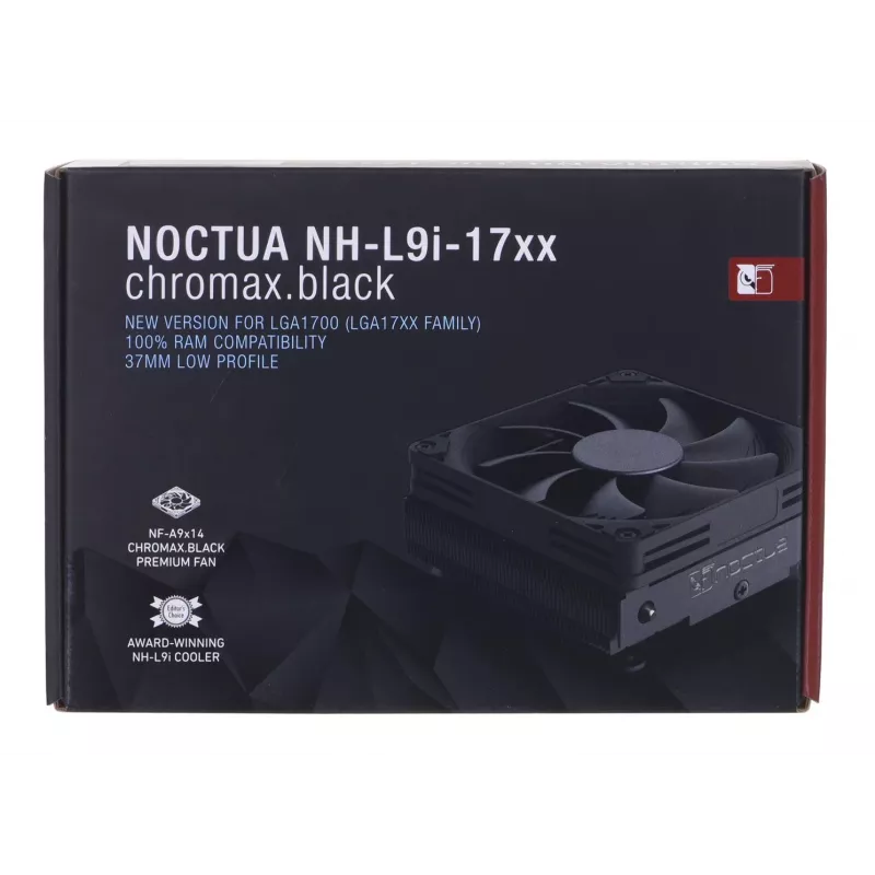 CPU jahuti Noctua NH-L9I-17XX chromax.Must — Madalprofiiliga LGA1700 jahuti, 92 mm ventilaator, 37 mm kõrgus