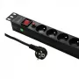 Qoltec 53996 Toitejaotur riiulile 19 inch | 1U | 16A | PDU | 8xFRENCH | 2m