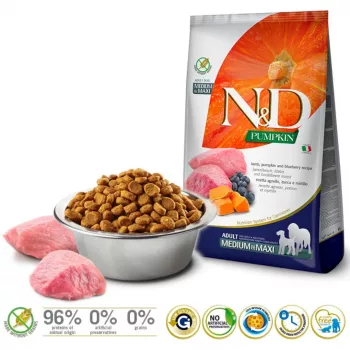 FARMINA N&D Pumpkin Lamb&Blueberry Adult Medium & Maxi - kuiv koeratoit - 12kg