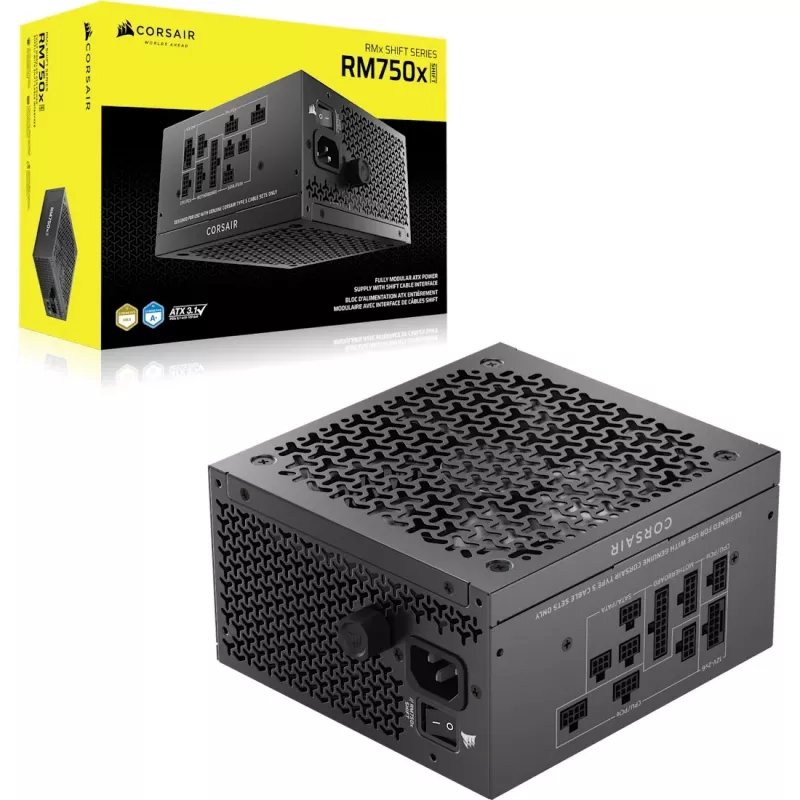 Toiteplokk CORSAIR RMx Shift RM750x 750 W ATX 24-kontaktiline 80 PLUS Gold, must, 140 mm ventilaator