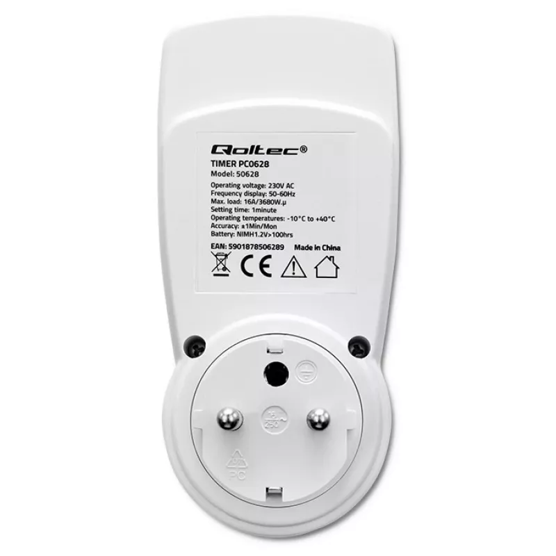 Elektrooniline taimer QOLTEC PC0628 LCD-ekraaniga, 24-tunnine tagasiloendus