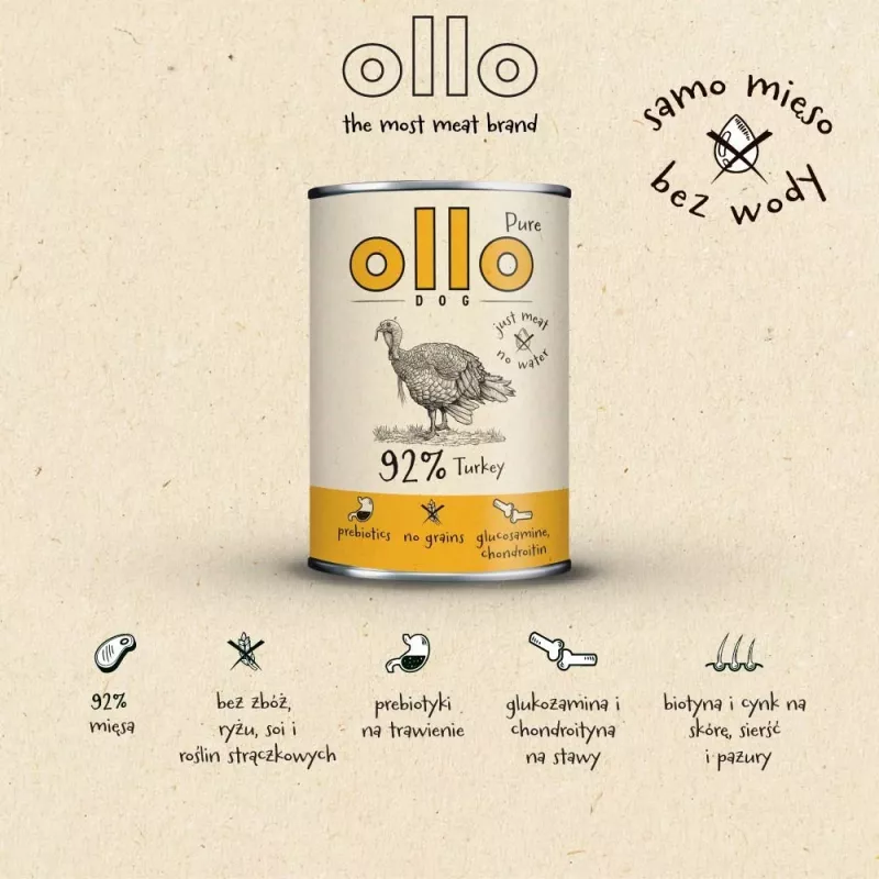 OLLO Pure Turkey - märg koeratoit - 850g