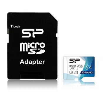 MicroSDXC mälukaart Silicon Power Superior Pro 64GB UHS-III U3 V30 100/80 MB/s koos SD-adapteriga
