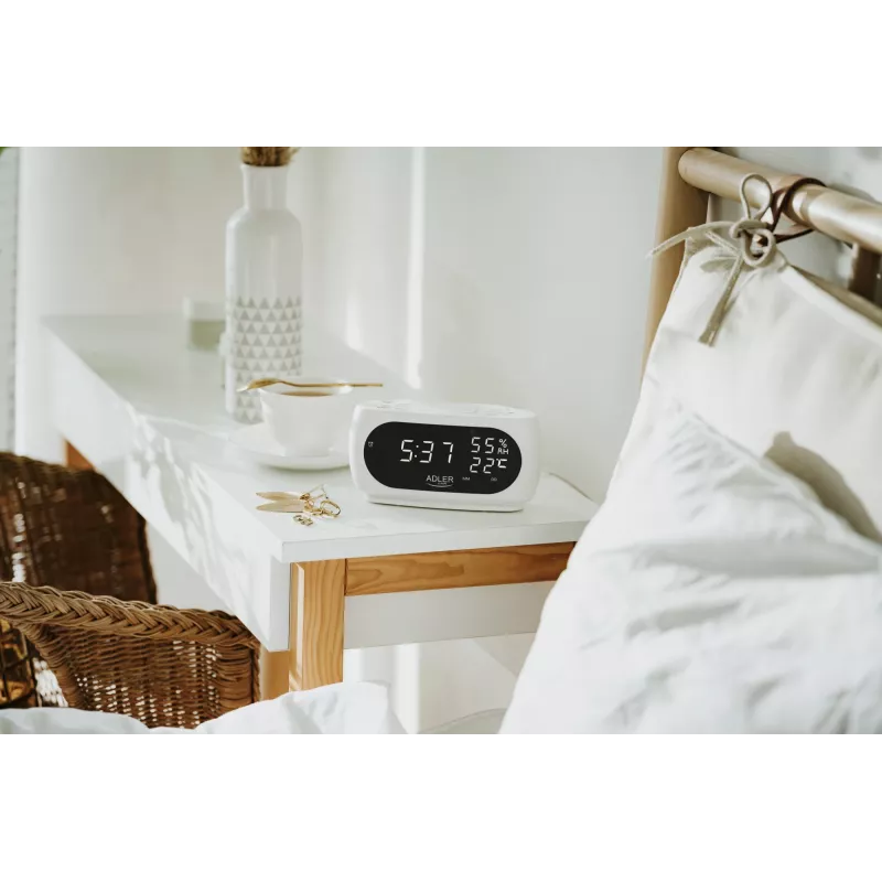 Adler AD 1186W äratuskell Digitaalne äratuskell Must, Valge