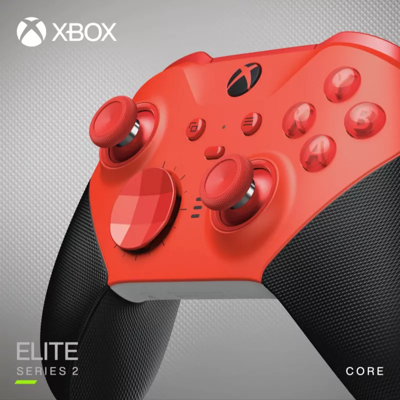 Microsoft Xbox Elite Wireless Controller Series 2 - Core - mängupult - juhtmevaba - Bluetooth - punane - arvutile, Microsoft Xbox Series S, Microsoft Xbox Series X, Microsoft Xbox One, And