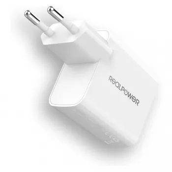 Laadija RealPower PC-20 Nutitelefon Tahvelarvuti Valge