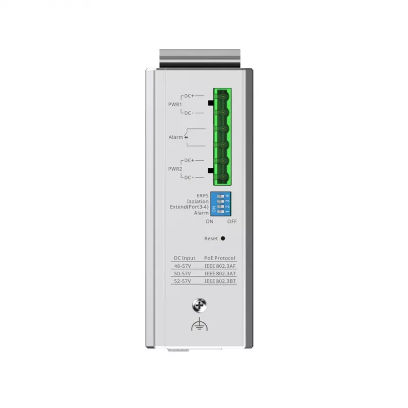Hallatav L2 võrgulüliti RUIJIE RG-NIS2100-4GT2SFP-HP — 4× gigabitine RJ45, 2× SFP, PoE++ (180 W), raami/seina/DIN-liistule paigaldatav