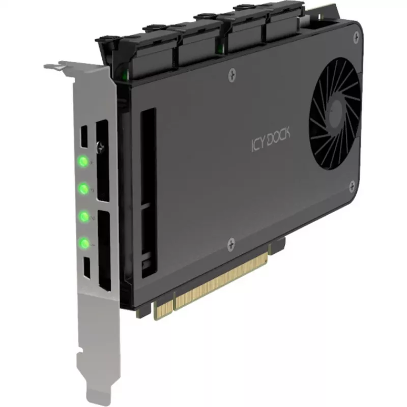 Mobiilseadme adapterkaart icy dock MB204MP-1B — 4 × M.2 NVMe SSD kuumvahetusega mobiilne sahtel